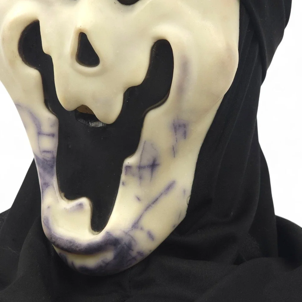VTG Fun World Ghoul Smiley Ghost Face Mask Scream Halloween Shroud Costume Rare